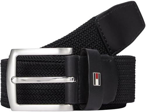 Tommy Hilfiger Uomo Cintura Denton Elastic 3,5 cm Intrecciata, Nero (Black), 95 cm