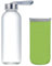 VASANA 420ml/14oz Clear Glass Water Bottle with Stainless Steel Cap and Colorful Nylon Protection Sleeve Refillable Drinking Bottle Juice Beverage Container (Random Color)