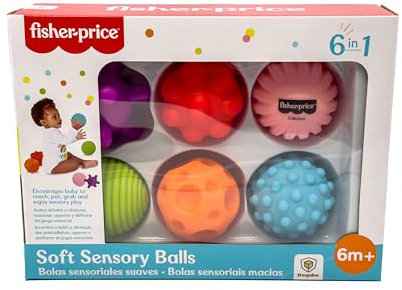 Fisher Price - Set 6 Bolas sensoriales - Tamaños y Texturas Diferentes - Juguete exploración sensorial - Libre BPA (Deqube 920D00246)