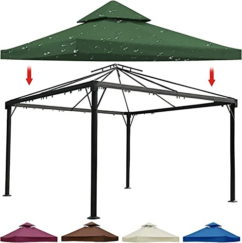 Cubierta de repuesto impermeable para pabellón de 2 niveles ventilada para pérgola al aire libre, patio, barbacoa, jardín, refugio duradero y resistente a los rayos UV