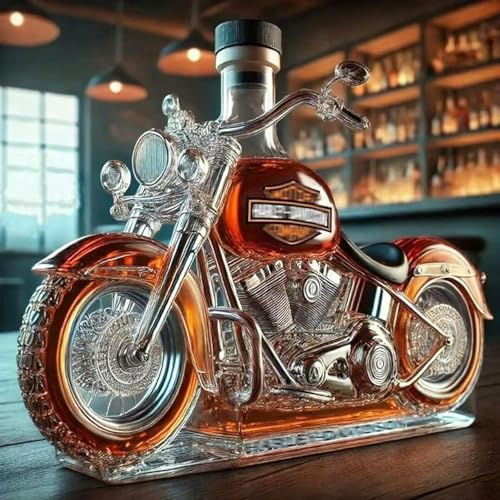 Decanter 3D Whiskey, vetro soffiato a mano, bottiglia di liquori, decorazione bar (moto)
