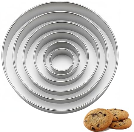 6 PCS Scone Cutter,Round Cookie Cutters Set，Stainless Steel Circle Biscuit Cutters， Round Mousse Moulds Mini Cake Rings for Pastry,Donut, Baking, DIY Cake,Cutters for Baking Biscuits Cakes (6 Sizes)