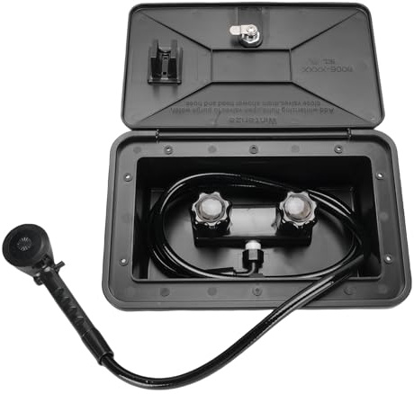 FTVOGUE Kit de Boîte de Douche Extérieure pour Camping-car, Douche Extérieure avec Pomme de Douche de 2,5 GPM, Tuyau Flexible, Accessoires de Camping-car pour Remorques de Camping-car