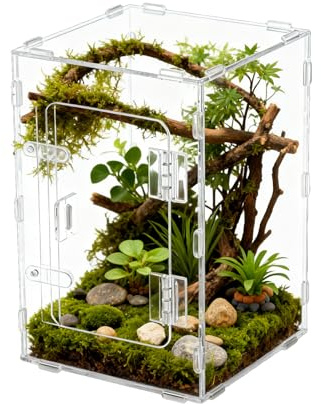 Terrarium pour Araignée Sauteuse,Zone d'escalade en Acrylique Transparent | Accessoires pour Araignées Sauteuses,Convient pour Tortues, Dragons Barbus, Serpents, Tortues, Geckos, Bernard,