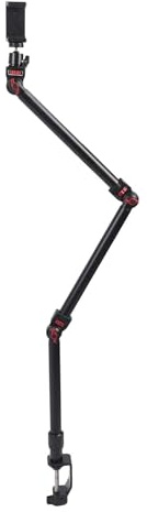 Hamwesh Justerbar Ledad Arm, 3-sektions Kamerabordsfäste, 7,3 Lb Belastning, Aluminium, med 360° Kulhuvud, 1/4 Skruv, C-klämma, för DSLR, Webbkamera