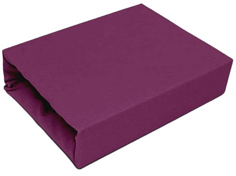 Best for Kids Spannbettlaken Spannbetttuch 100% Baumwolle Jersey in 22 Farben und 9 Größen (140x200, Pflaume)