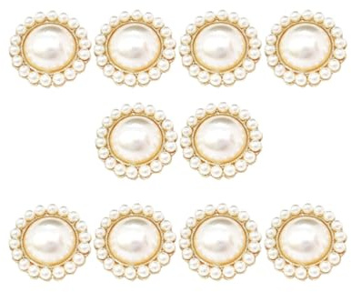 HEALLILY 10 Botones Con Forma De Flor Y Cierre De Perlas Redondas Para Cosido Accesorios De Costura Mujer Decoración Ropa Manualidades Diy 0.90X0.90X0.19In