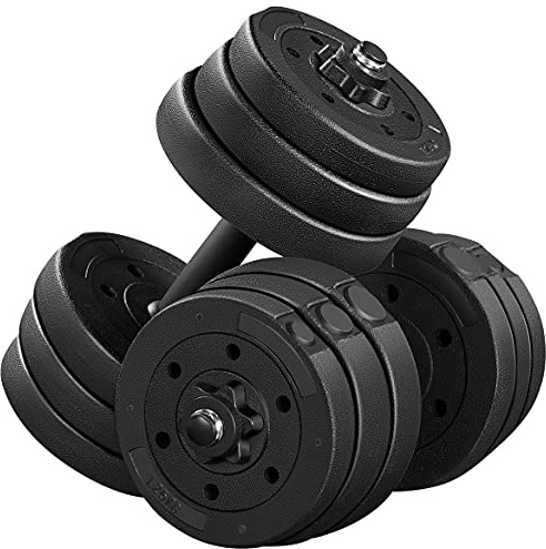 Yaheetech 44 LB Adjustable Dumbbell Weight Set Free Weight Set for Men & Women Home Gym Office Exercise and Fitness Equipment Workout Body Building Training Black