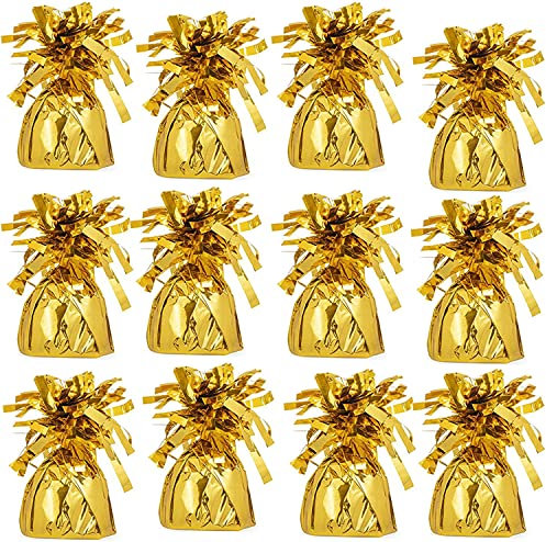 Metallic Balloon Weights, Birthday Party Favors, Novelty and Gag Gifts, 5.5 Inches, 12-Pack (Gold)