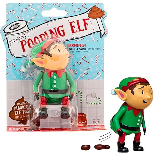 Boxer Gifts kackendes Elfen Figur Spielzeug mit Jellybeans | Einzigartige Weihnachtsdeko oder Geschenk für Jungen & Mädchen | Der lustige Figuren Hit im Weihnachtsstrumpf für Kinder