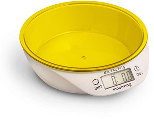 Bilancia digitale da cucina con ciotola colore giallo Innoliving INN-133Y