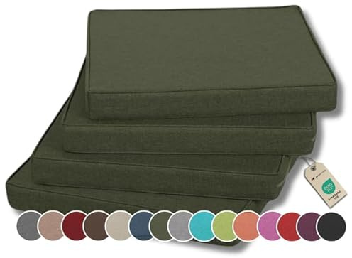 Gutekissen Coussin de Chaise Coussin d'assise pour chaises/bancs pour la Maison et Le Jardin Coussin de Jardin Coussin d'assise Plusieurs Couleurs FK5 (50x50, Vert foncé, 4)
