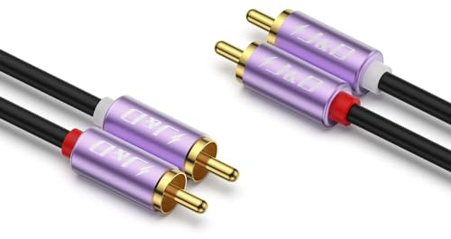 J&D Câble audio 2 RCA, Coque en Alliage d'Aluminium Violet et Connecteur Plaqué or 2 RCA Mâle/Mâle Câble Audio Auxiliaire Stéréo pour Home Cinéma HDTV Amplificateurs Systèmes Hi-Fi Enceintes, 0,9 M
