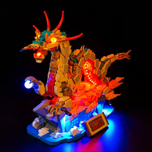 Light Kit for Lego Auspicious Dragon, Lighting Set for Lego 80112 Spring Festival Auspicious Dragon - Not Include Models, Just Light Kit (Standard Version)