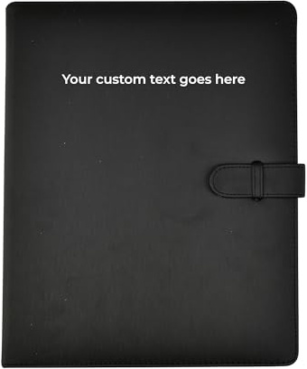 ARPAN A4 Professional Presentation Display Book – Custom Personalized Notebook, 50 Pockets for 100 Views, Certificate Folder Leather Look, Ring Binder A4 Portfolio Binder | Closure Belt (Black)