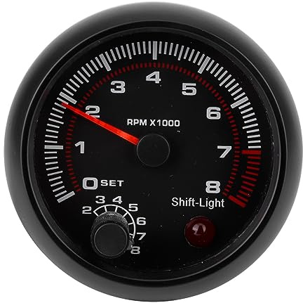 Universal svart racerbil varvräknare 0-8 000 varv/min 12 V mätmätare för bil lämplig för bensinfordon och 4-8 cylindermotorer, standard