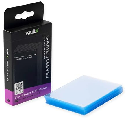 Vault X Standard European Board Game Sleeves 59x91mm - Clear Premium Quality, Non-PVC, Durable and Long-Lasting Protection (50 Pack)