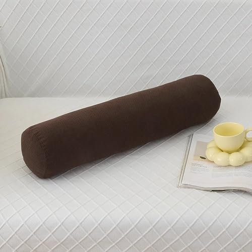 DUOLEH Rundes Lendenwirbelstützkissen, Kopfteilkissen, Sofakissen, rundes Nackenrolle, Nackenrolle für Sofa, Bett, Auto, Zylinder-Schlafkissen, Armlehnenkissen (100 x 20 cm, Braun)