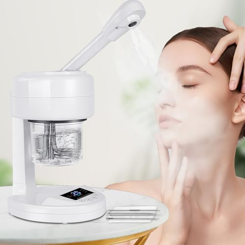 Vaporizzatore Viso Vaporizzatore Facciale Nano-Ionico Sauna Facciale Domestica, Libera Pori, Umidificatore Spa Facciale 1 Pack + 4 Stainless Steel Skin Kit
