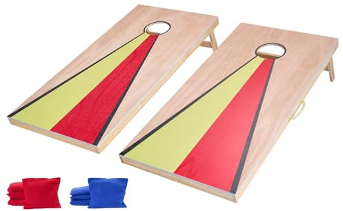 VEVOR Cornhole Spiel Set (1255 x 600 x 302 mm) Cornhole-Spielbretter, tragbares Wurfbrett aus Massivholz, Cornhole-Spiel für Erwachsene, inkl. 8 Sitzsäcken & Griff, für Garten Hinterhof Camping