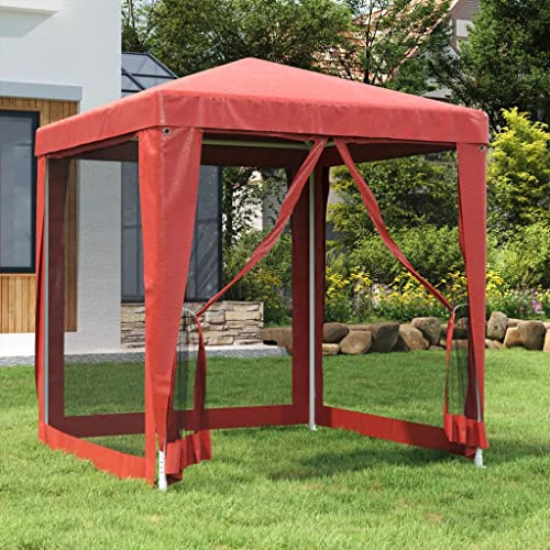 Festtält med 4 nätsidoväggar röd 2 x 2 m HDPE
