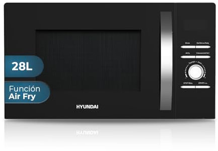Hyundai Microondas 28 Litros Convección Negro HMWAF28900GN. 900W, 8 Programas, Modo Descongelación, Revestimiento Interior, Fácil Limpieza, Temporizador 60min.