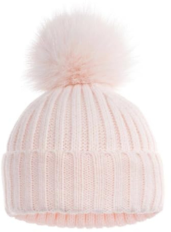 Mini Mart Online Limited Newborn Baby Beanie Bobble Hat – Soft Knitted Pom Pom Cap for Boys & Girls (0–12 Months) – Pink