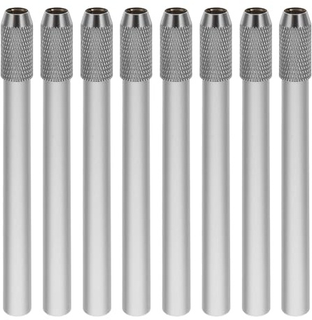 VILLFUL Extensor de Lápiz de Acero Inoxidable Soporte para Lápices de Artista 8 Piezas Plateadas Accesorio Multiusos para Dibujo y Suministros Escolares Herramienta Cómoda y