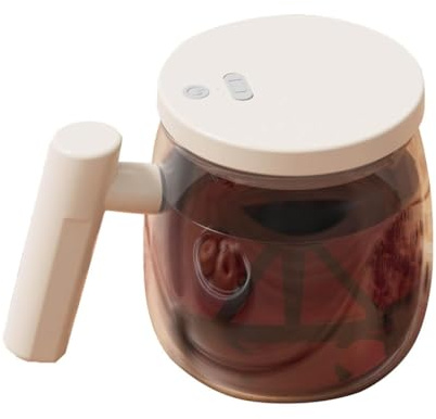 Bosiyrggrl Tasse à Café Auto-Remuante en Verre, Tasse à Café de Voyage, 400 ML, Chargeur USB, Tasse de Mélange pour Mélange de Café, Lait