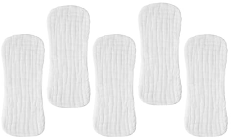 MAJORMENCH 5pcs Washable Cotton Cloth Diapers for Newborns, Breathable and Leak-preventing Diaper Inserts, Soft White Material for Outings and Travel