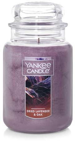 Yankee Candle Dried Lavender & Oak​ Scented Classic 22 Oz Large Jar Single Wick Aromatherapy Candle Over 110 Hours of Burn Time Ideal for Creating a Welcoming Home Perfect for Gifting