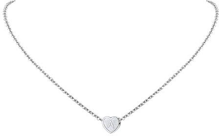 FindChic Edelstahl Damen Halskette mit Buchstabe A Anhänger schlichte Herz Kette kostenlos Schmuckbox für Frauen Mädchen