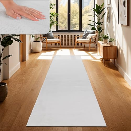 Paco Home Tapis Salon Fausses Fourrures Doux Lavable Moderne Élégant Facile À Entretenir Effet Fourrure Uni Brillant Douillet À Poils Longs, Dimension:60x90 cm, Couleur:Blanc