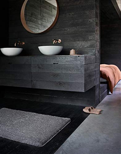 WECONhome Basics Badteppich, Badematte, kuscheliger Flauschiger weicher Flor, rutschfest und waschbar, Joris (60 x 100 cm, grau)
