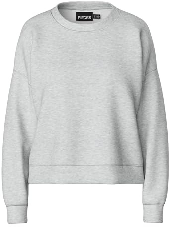 Pieces Pcchilli Ls Sweat Noos Bc damtröja, Ljusgrå melange, M