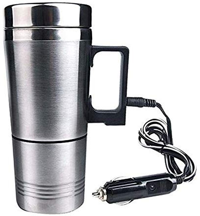 Acier Inoxydable Voiture Chauffage Tasse, 12V Voiture électrique Bouilloire Tasse Voyage en Acier Inoxydable Chauffage Parfaits for Café Thé, Portable Bouilloire Café Thé Lait Chauffé