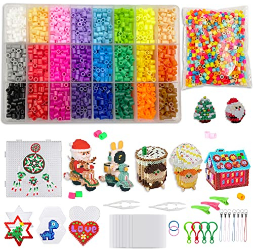 NCYDMTL 5500 Cuentas para Planchar, 24 Colores - 5 mm Cuentas de Hierro Fusibles Beads Kit Completo para DIY Manualidad Regalo de Cumpleaños Fiesta Niños