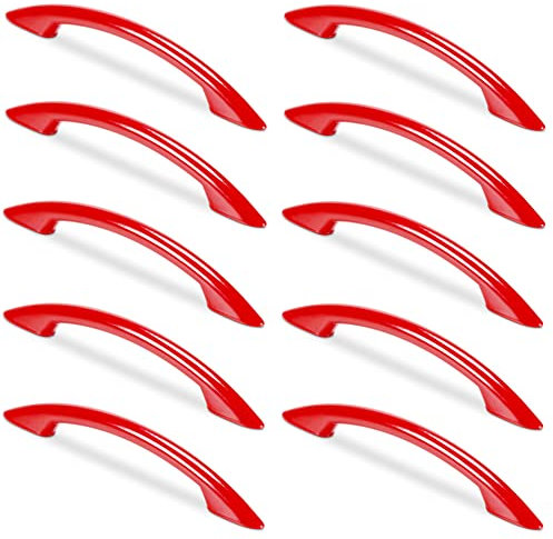 Mavö 10 Stück Schubladengriff 96mm Lochabstand, Griff für Möbel Kunststoff Rot Möbelgriff Ikar