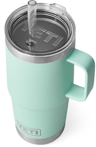 YETI Rambler Straw Mug, Stainless Steel Vacuum Insulated Mug with Straw Lid, Seafoam, 25 oz (739 ml)