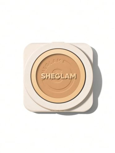 SHEGLAM SKin-Focus Full Coverage Powder Foundation Oil-Control Lightweight Face Pressed Powder Makeup-Sand