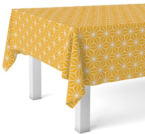 Martina Home Polygon Nappe en Toile Cirée Moutarde 140 x 140 cm