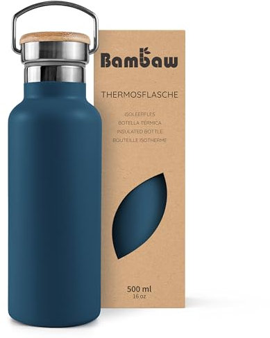 Bambaw Insulated Stainless Steel Water Bottle, 500ml – Aegean Blue
