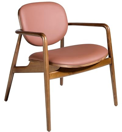 Ángel Cerdá - Sillón Tapizado en Polipiel Marrón - Silla Comedor con Patas de Madera de Nogal - Moderno, Duradero y Funcional - Estilo y Elegancia - 65 x 64 x 75 cm