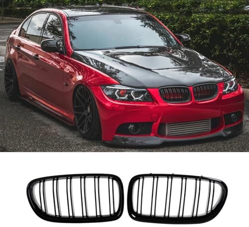 Haoyijiahui E90 Rejilla De Radiador para BMW 3er E90 E91 Parrilla Doble E90 E91 LCI riñones Negro Touring 2009 2010 2011 2012 (For 3er E90 2009-2012 LCI)
