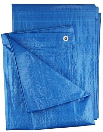 DIAH DO IT AT HOME Lightweight Blue Tarpaulin 50 GSM (3m x 4m) - Economy Waterproof Tarp Cover & Ground Sheet with Eyelets for Painting, Dust Protection, Camping & Garden