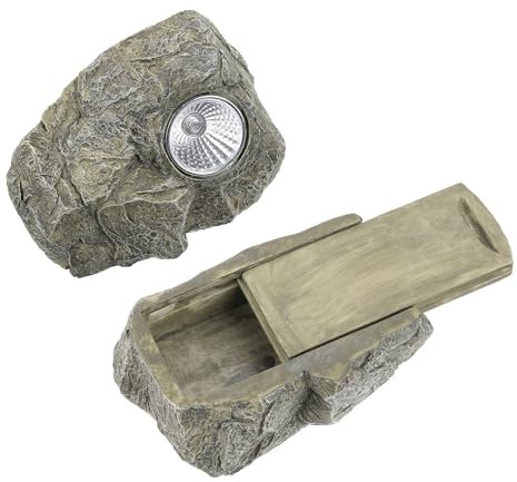 sourcing map Fake Rock Hidden Key Box, Hide a Spare Key Waterproof Key Hider, Key Storage Lock Box Stone for Outside Garden Decoration, Dark Grey