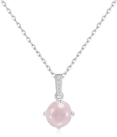 Philip Jones Collana in argento sterling con quarzo rosa