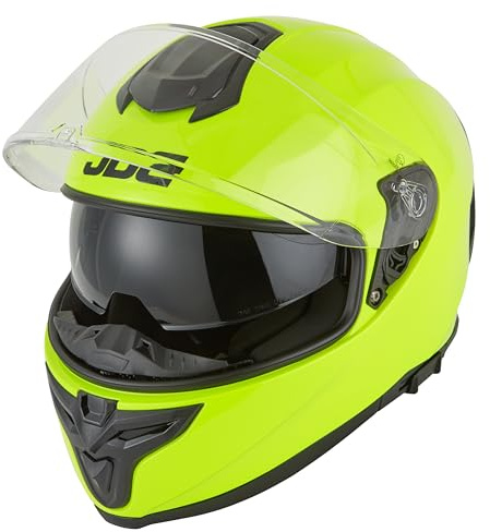 JDC Casco de Moto Integral - Doble Visera Retráctil ECE 22.06 - Sabre - Amarilla - S