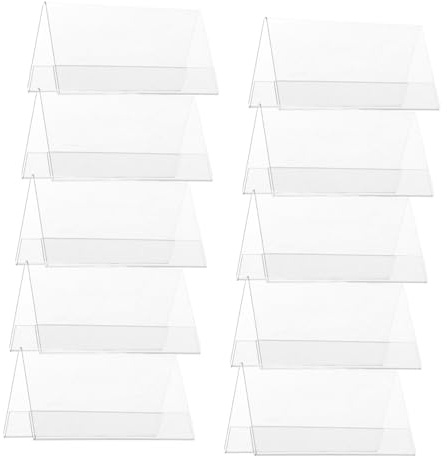 LALAFINA Chevalet Résistant la Déformation en Forme de V Porte Nom en Pet Transparent Lot de 10 Pcs Design Minimaliste et Élégant pour Événements et Conférences