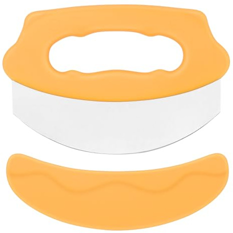 KUONIIY Tagliapizza in acciaio inox affilato per Piiza, torte con impugnatura comoda, giallo